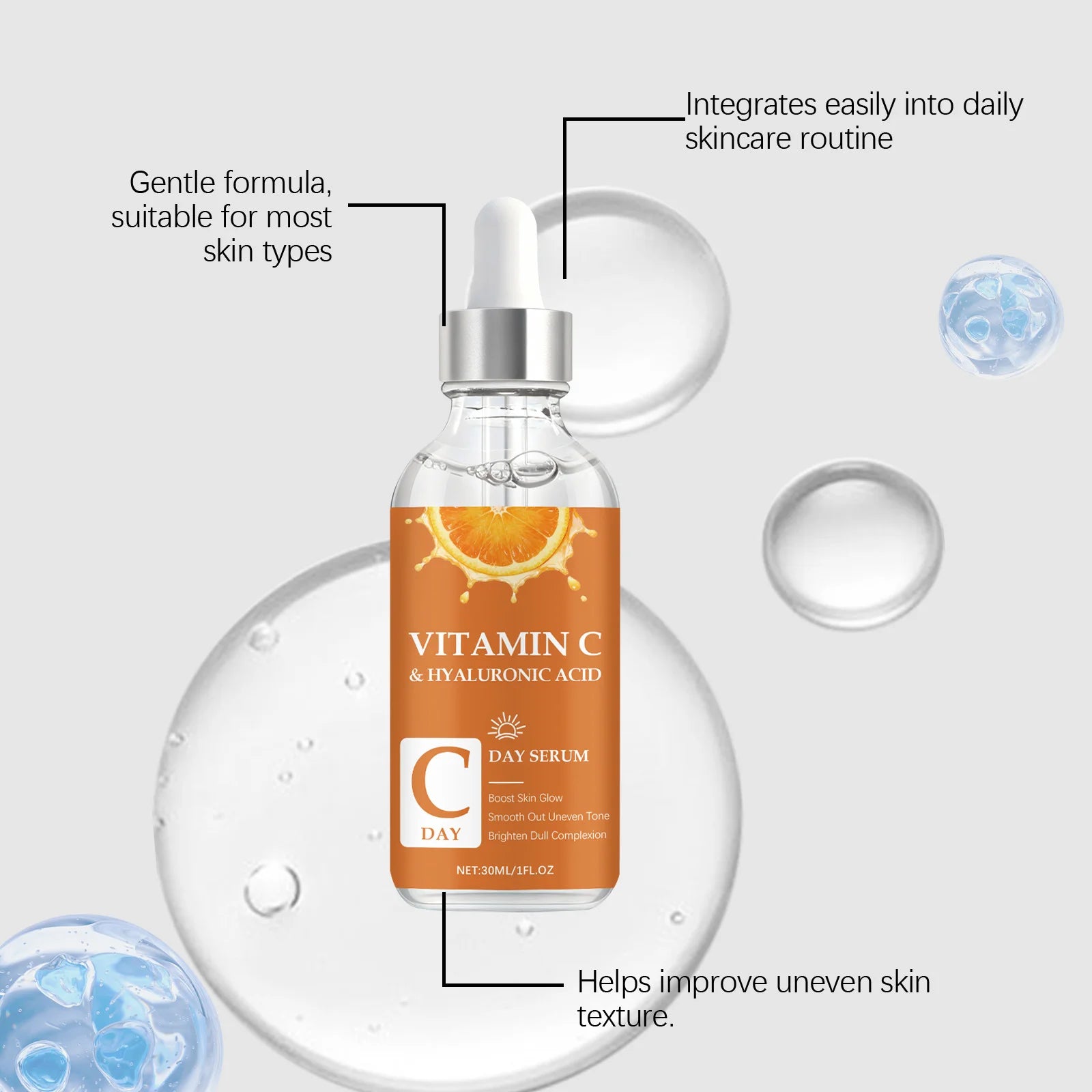 Sérum Visage Vitamine C - Essence Éclatante Anti-Âge (30ml)